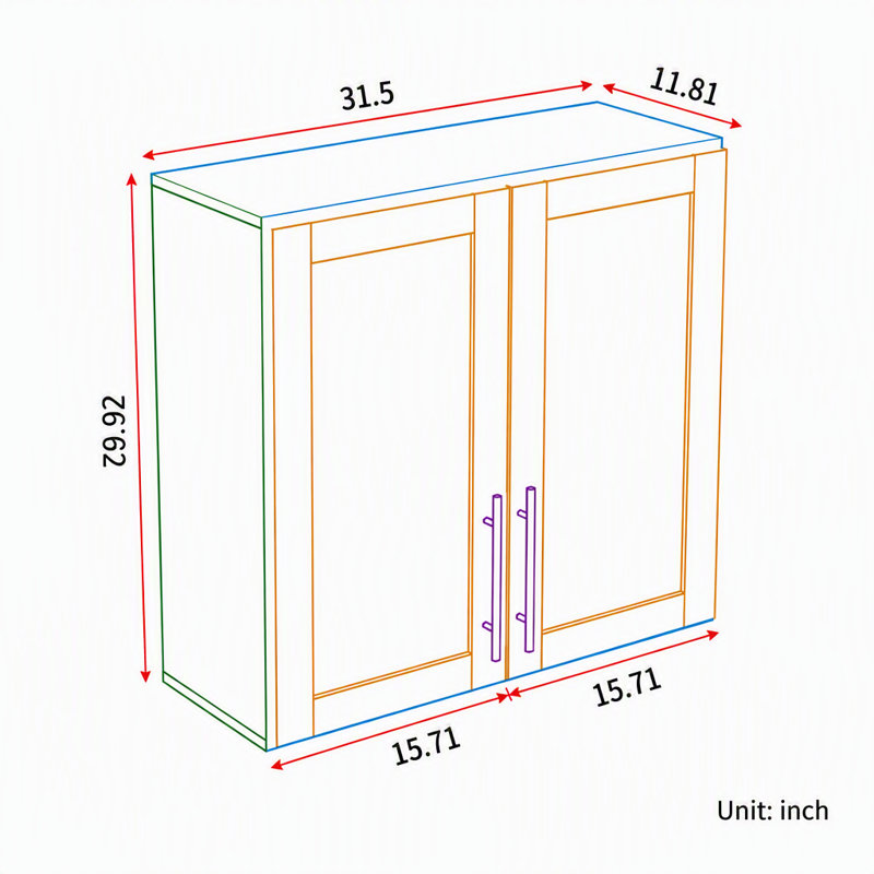 Armoire de rangement murale empilable en noyer, 30 cm P x 80 cm L x 76 cm H