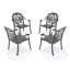 Chaise de patio 4 pièces en fonte d'aluminium avec structure noire et coussins bruns-1597471812