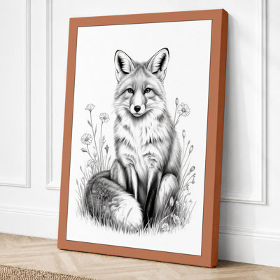 Fox Among Wildflowers Botanical 1 Piece Wrapped Canvas Wall Art