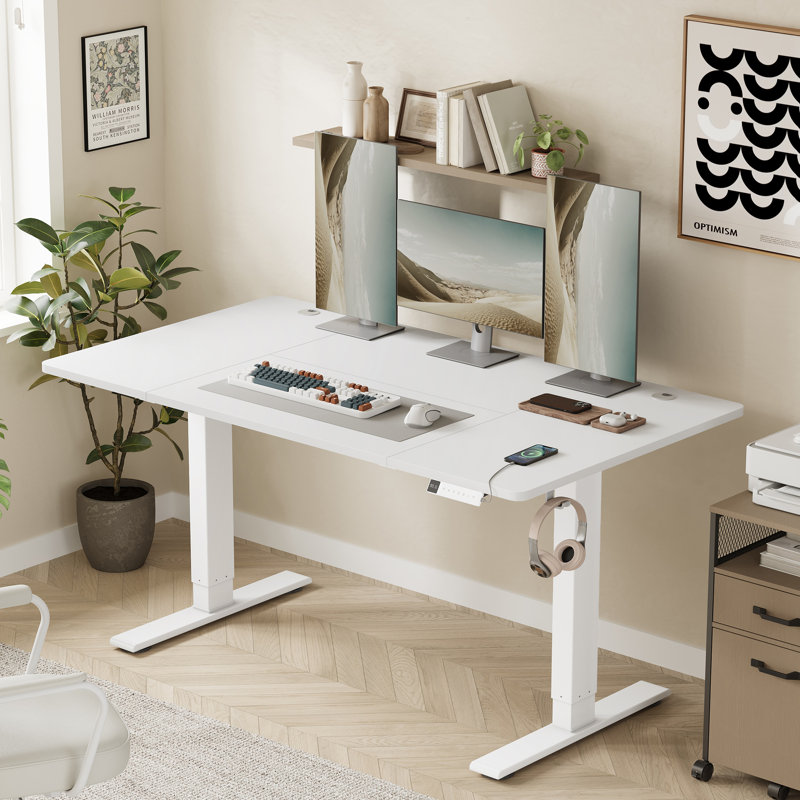 Adjustable Metal Base Standing Desk with Power Outlet