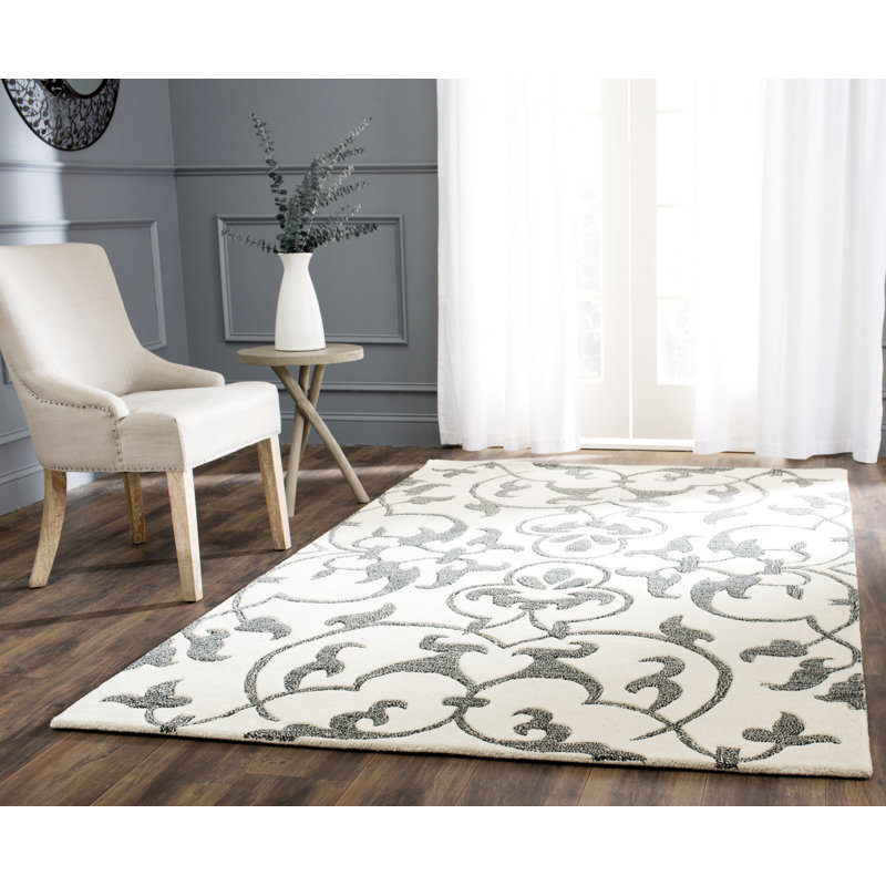 Tapis floral en laine touffeté à la main Candelo, Rectangle 3 pi 6 po x 5 pi 6 po