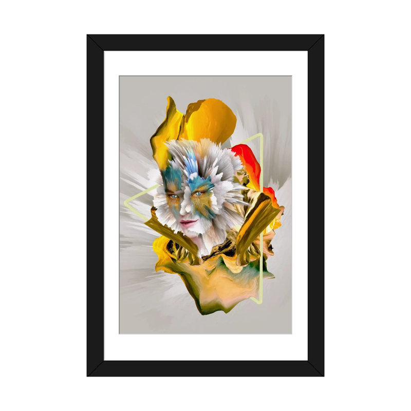 " Evolution " by Riza Peker, 32" H x 24" W x 1" D, Black Framed Fine Art Paper, White