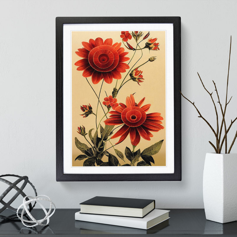Retro Flower - Framed Print, Black Framed, 64cm H x 46cm W x 2cm D