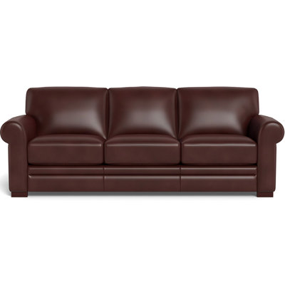 Brookfield 95 Wide Genuine Leather Rolled Arm Sofa