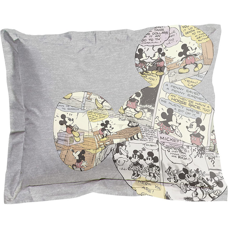 Mickey Mouse Oh Gosh Gray Microfiber Reversible Comforter Set, Full Comforter + 2 Standard Shams