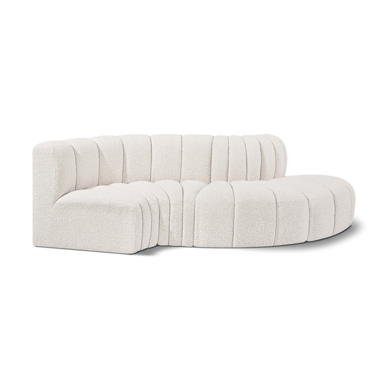 Houssam Upholstered Curved Sectional Reversible, Cream Boucle Fabric