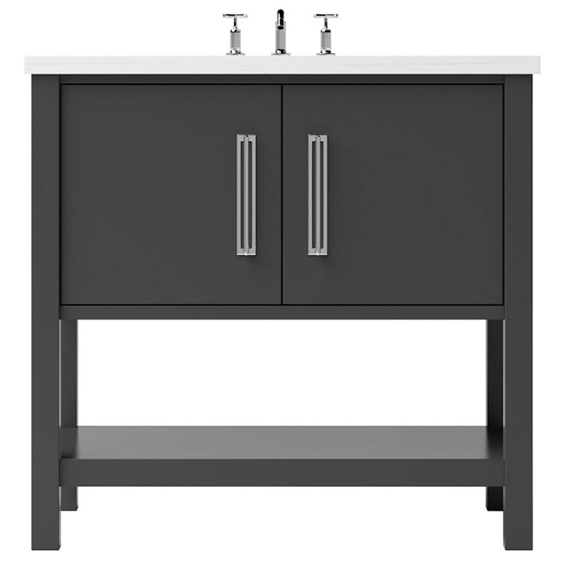 Kiawah Single Bath Vanity, Off Black, 30", Polished Chrome