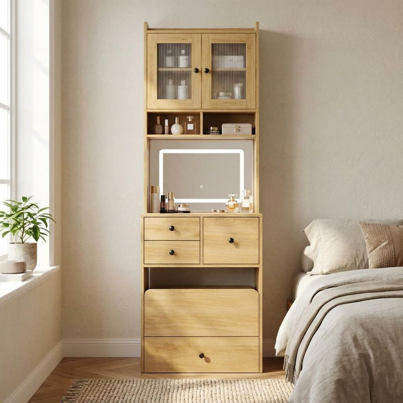 Dressing Table with Mirror, Yellow
