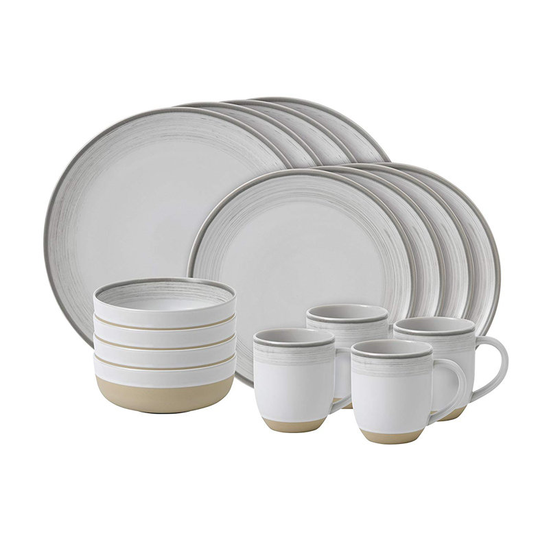 Service de table 16 pièces, service pour 4 Brushed Glaze, Blanc