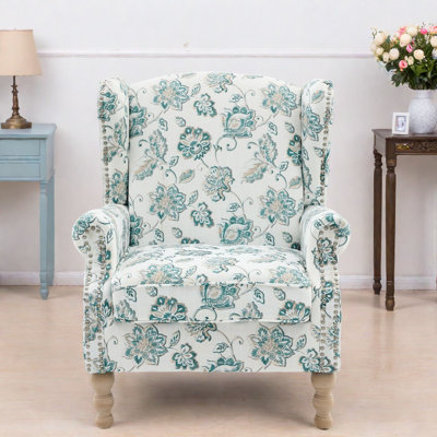 Chaises d'appoint à oreilles confortables en tissu et pieds en bois Modern Floral Home