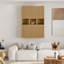 Armoire murale 59 po en chêne clair 59 po avec portes cannelées, 5 tablettes et 2 compartiments de rangement-1504074332