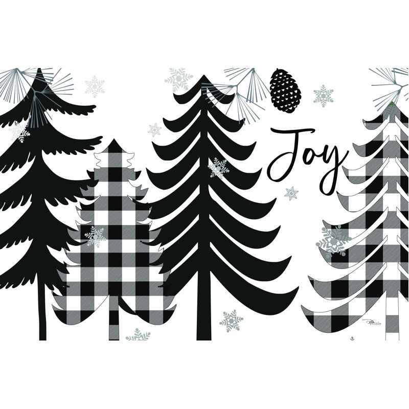 «Woodland Christmas VII Black Plaid» par Pela Studio - impression sur toile tendue, H 32 po x l 48 po