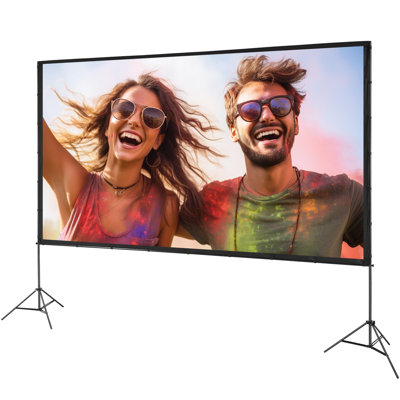 Écran de projection avec support, écran de cinéma d'extérieur 16: 9 4K 1 080 HD 120 pouces avec support, écran de projection infroissable avec trépieds et sac de transport, pour cinéma maison