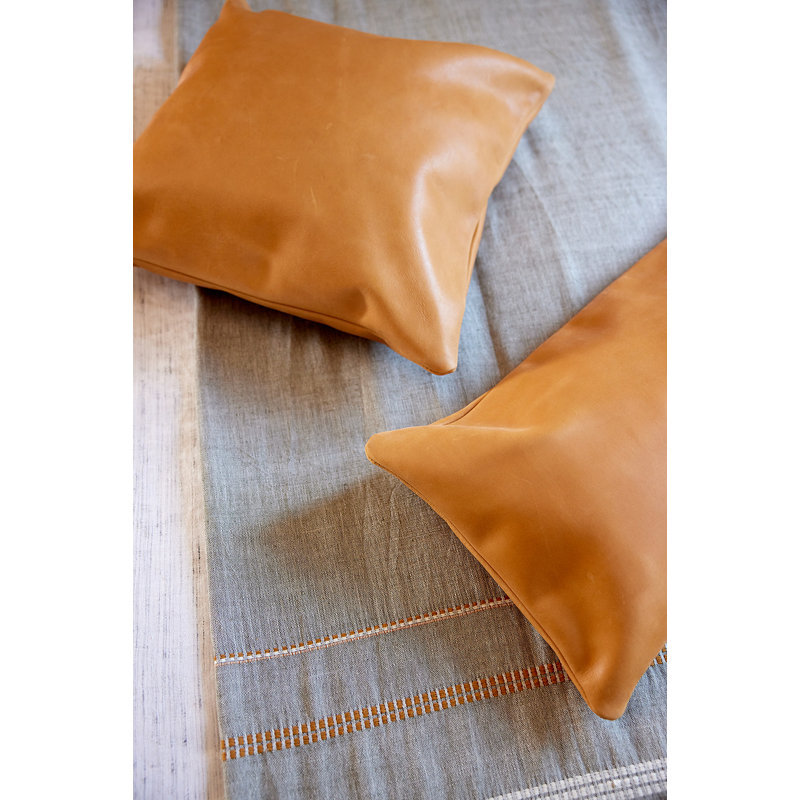 Housse de coussin en cuir Aden, Jaune