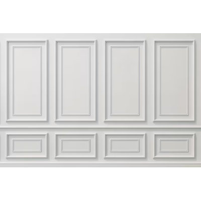 Soft Grey Classic Panel Wall Mural – Elegant Wainscoting Interior Design