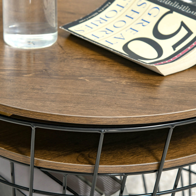 Ensemble de 2 tables de bout, tables gigognes avec rangement, tables d'appoint rondes