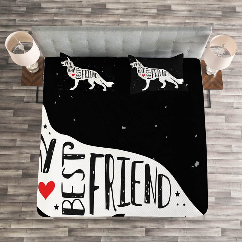 Abygayle Black/White Microfibre Bedspread Set, 220 x 264 cm