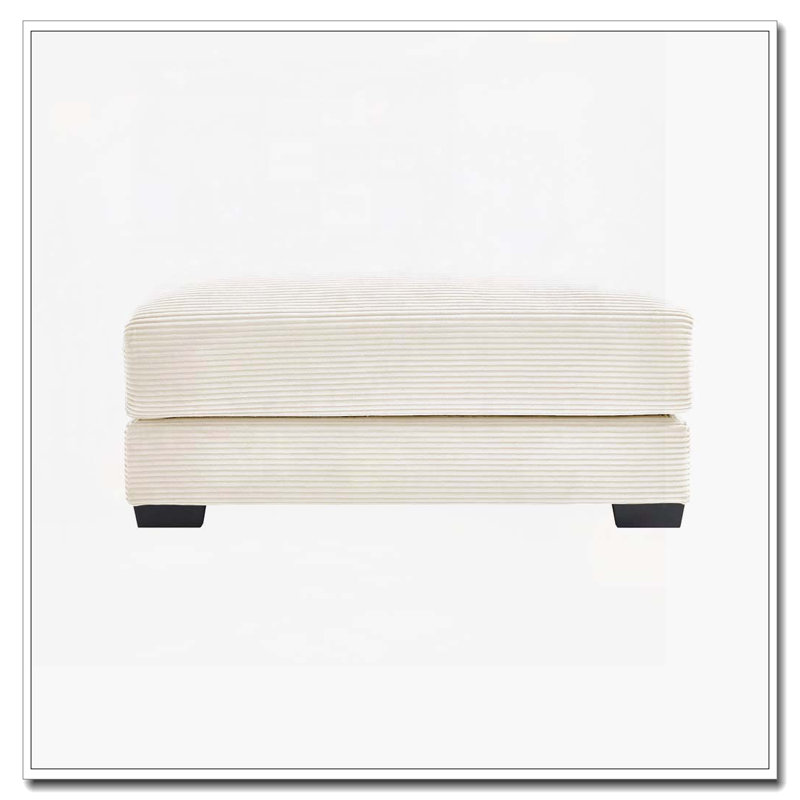 Corduroy Fabric Ottoman, Cream