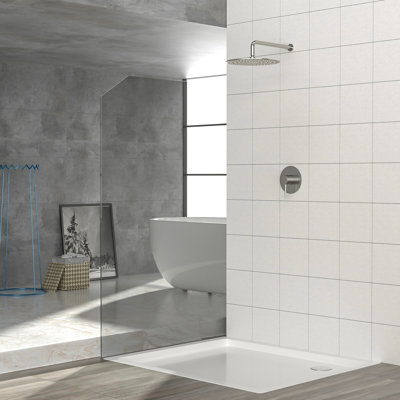 Robinet de douche, pomme de pluie en nickel brossé 10 po, soupape équilibrée, fixation murale, robinet de pluie facile à installer et vacillante de 10 po, installation