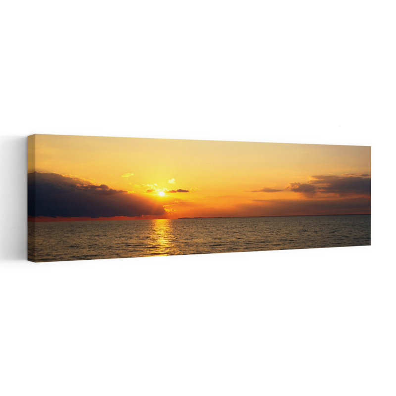 Lac Érié, Ny, États-Unis, ville sereine au coucher du soleil, H 20 po x l 60 po