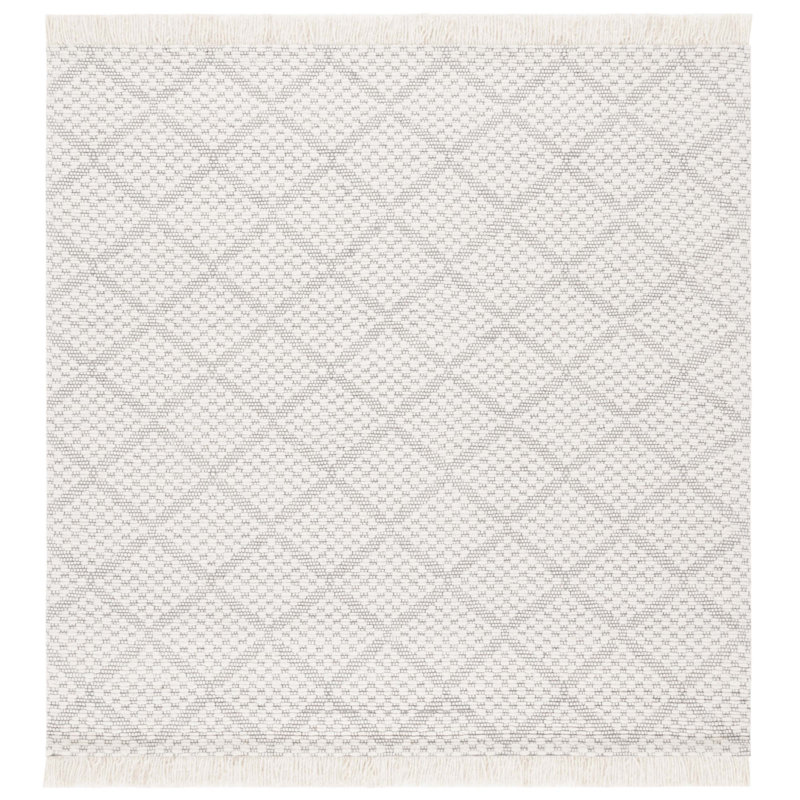 Tapis géométrique en laine et en coton tissé à la main Wager Natura, Carré 6 pi