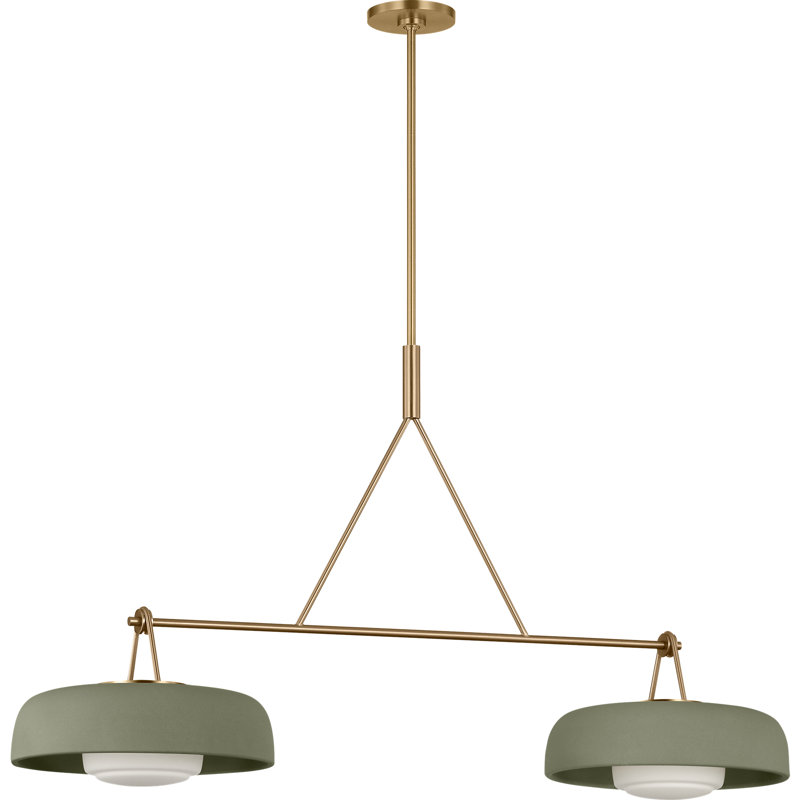 Richard June Transitional Liora Chandelier, Sage, Estate Brass