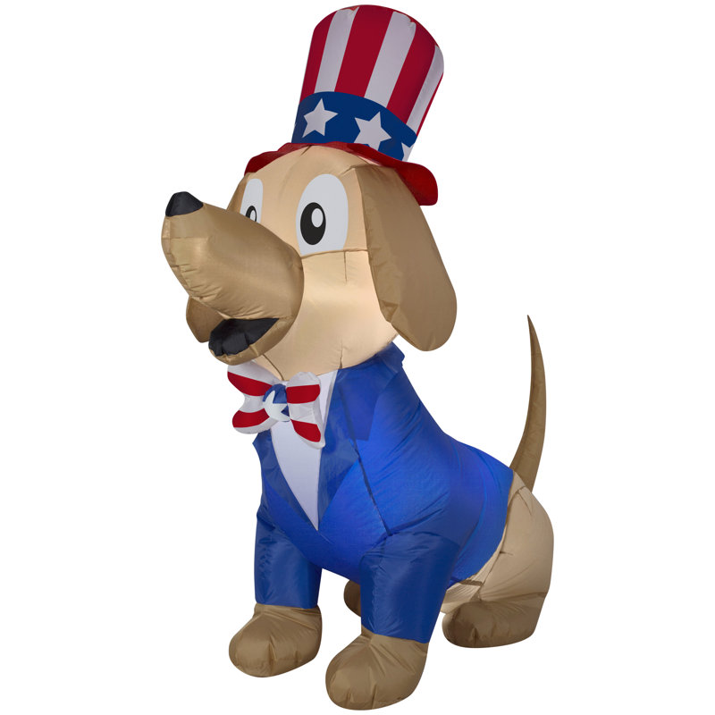 5' Patriotic Inflatable Dog with LED Lights