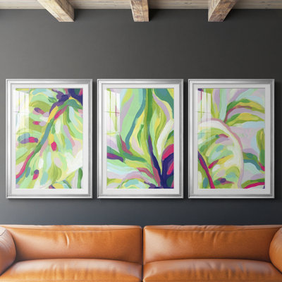 Bright Tropical Abstraction I  -Custom Framed  Premium Print W Matt - 3 Pieces