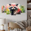 «Black and Green Raccoon Flower II - Raccoon Multipanel», ensemble de décorations murales