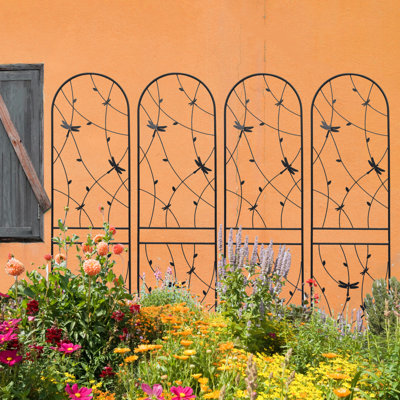 Treillis de jardin extérieur en métal pour plantes grimpantes - paquet de 4