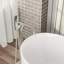 Robinet de baignoire à fixation au sol en nickel brossé, fabrication en laiton massif, débit d'eau silencieux, - buses à colmatage, compatible avec le robinet de salle de bain à pattes, douchette à main, contrôle de température double, aérateur doux