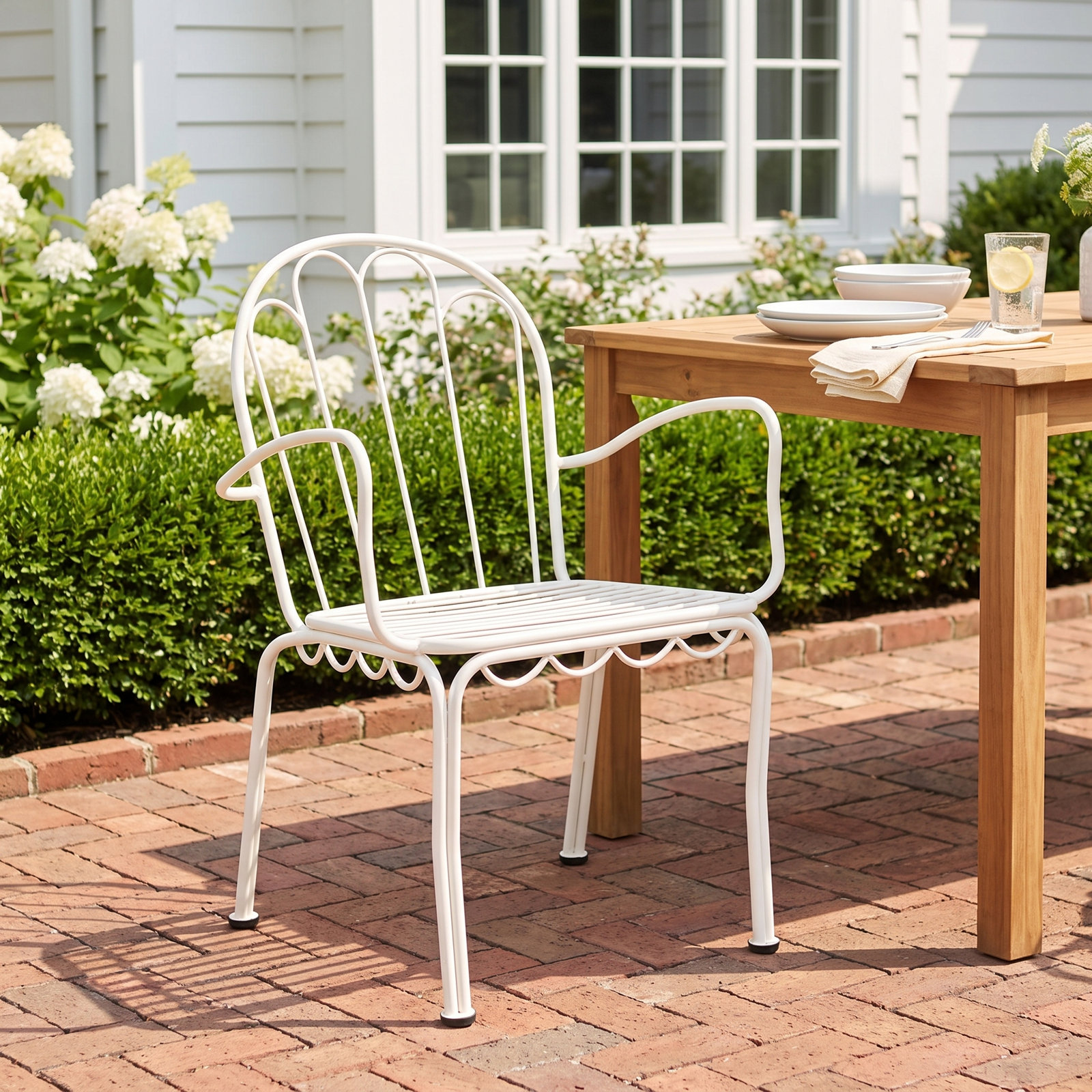 Business and Pleasure Co Stackable Patio Armchair, Antique White