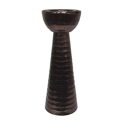Textured Bronze Aluminum Candle Holder