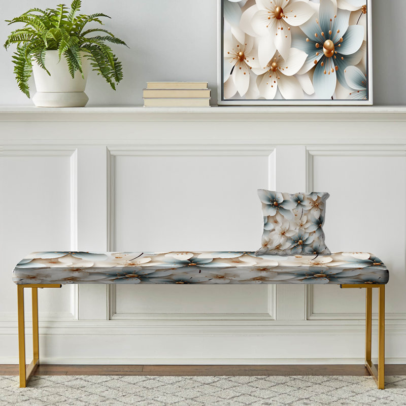 Ivory Coastal Harmony - motif floral - banc rembourré floral doré