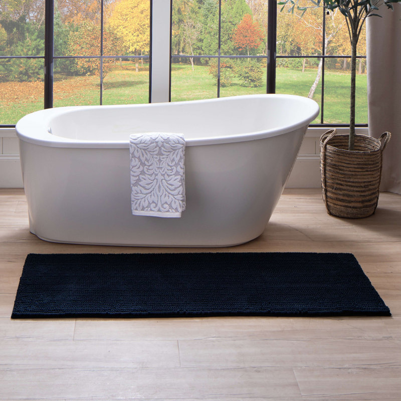 Tapis pour salle de bain Wagnon, L 24 po x L 60 po, Indigo