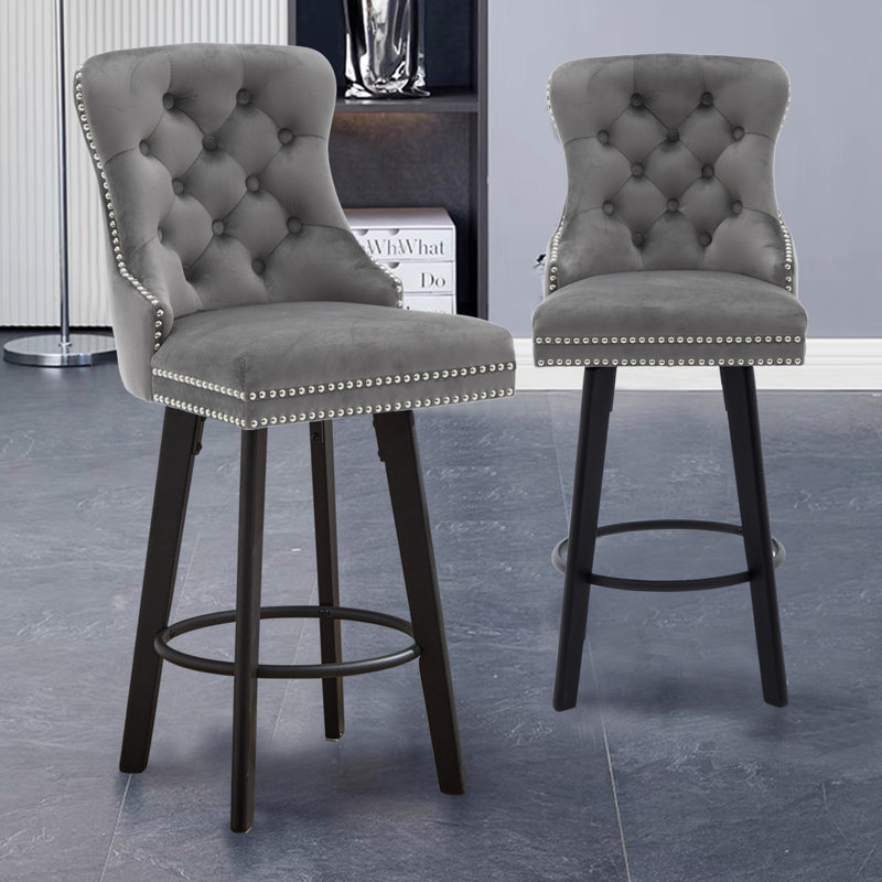 Tabourets de bar pivotants en velours à conception moderne pour îlot de cuisine et bistro