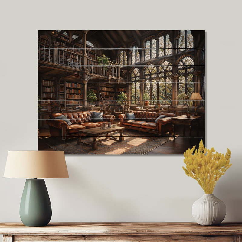 Bibliothèques littéraires Haven II - reproduction architecturale sur bois de pin naturel, H 24 po x l 32 po x P 0,78 po