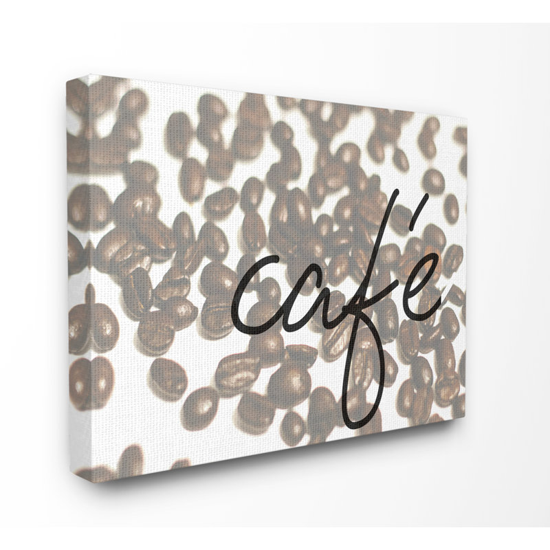 «Café Coffee Beans In Cursive» par Daphne Polselli - impression d'art graphique, Toile tendue, H 30 po x l 40 po