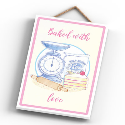 Baked With Love Baking Themed Wooden Plaque Wall Décor