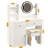 Artemas Bedroom Vanity Table With Lights And Mirror, 3 Color Settings, Spacious Storage White Makeup Mirror Lights, Construction, For Beauty