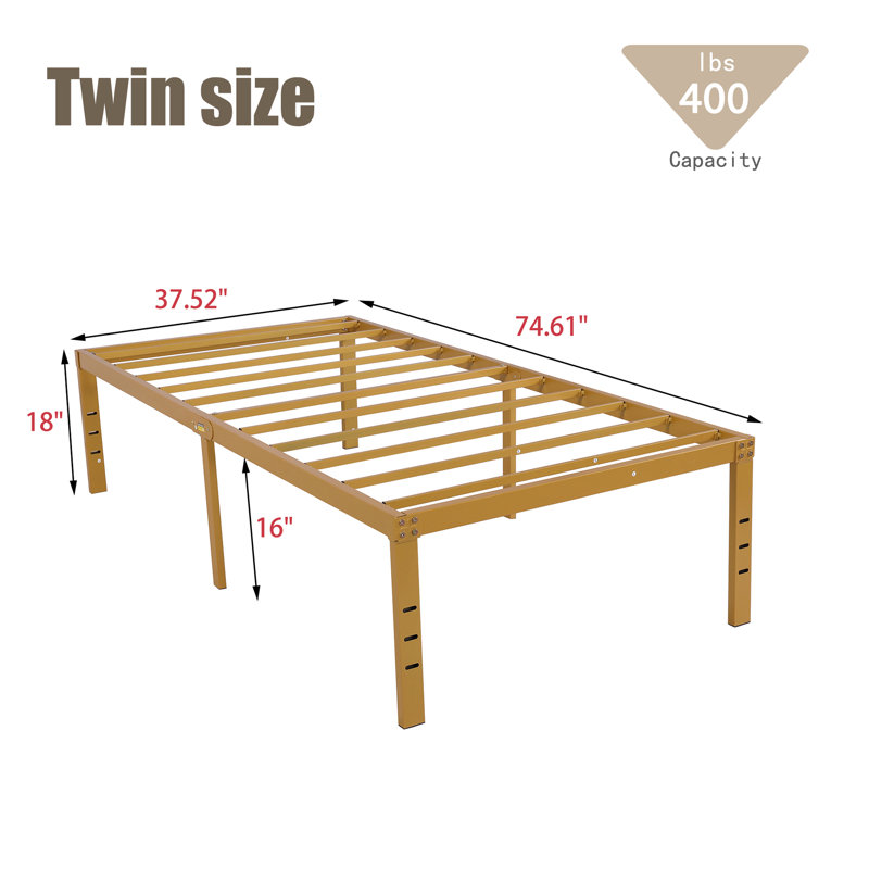 Structure de lit en acier 18 po, Simple, Or