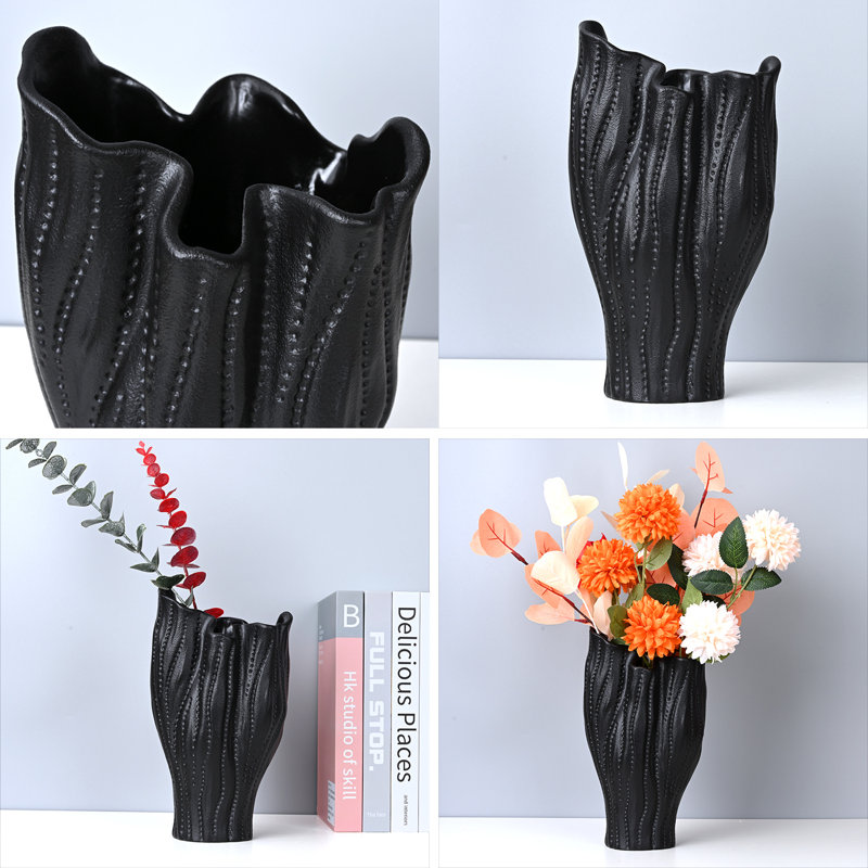 Emest Handmade Ceramic / Porcelain Table Vase, Black
