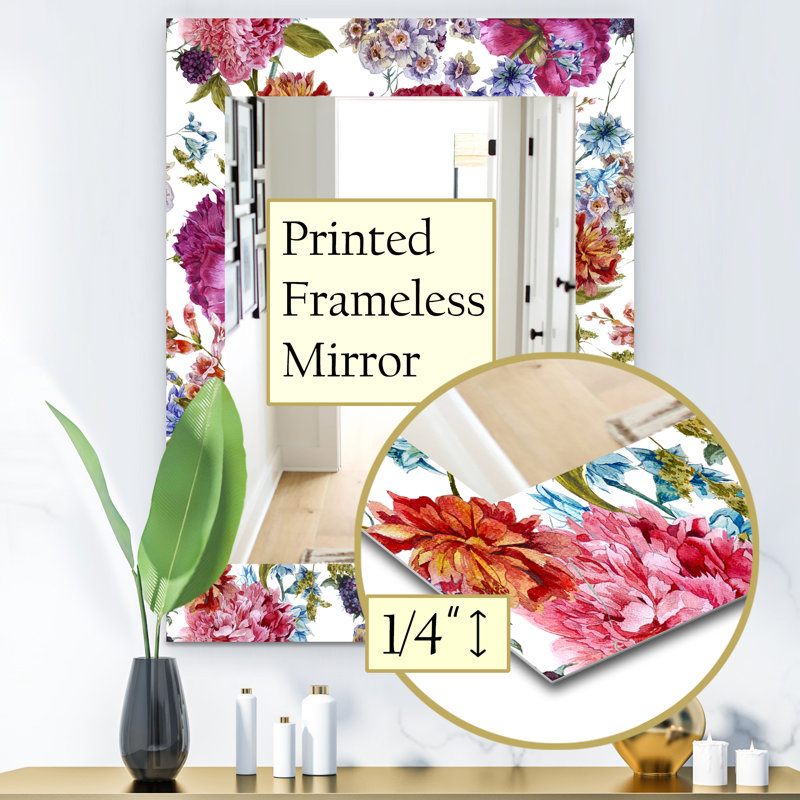Miroir mural traditionnel fleur 47, H 39,4 po x l 29,5 po