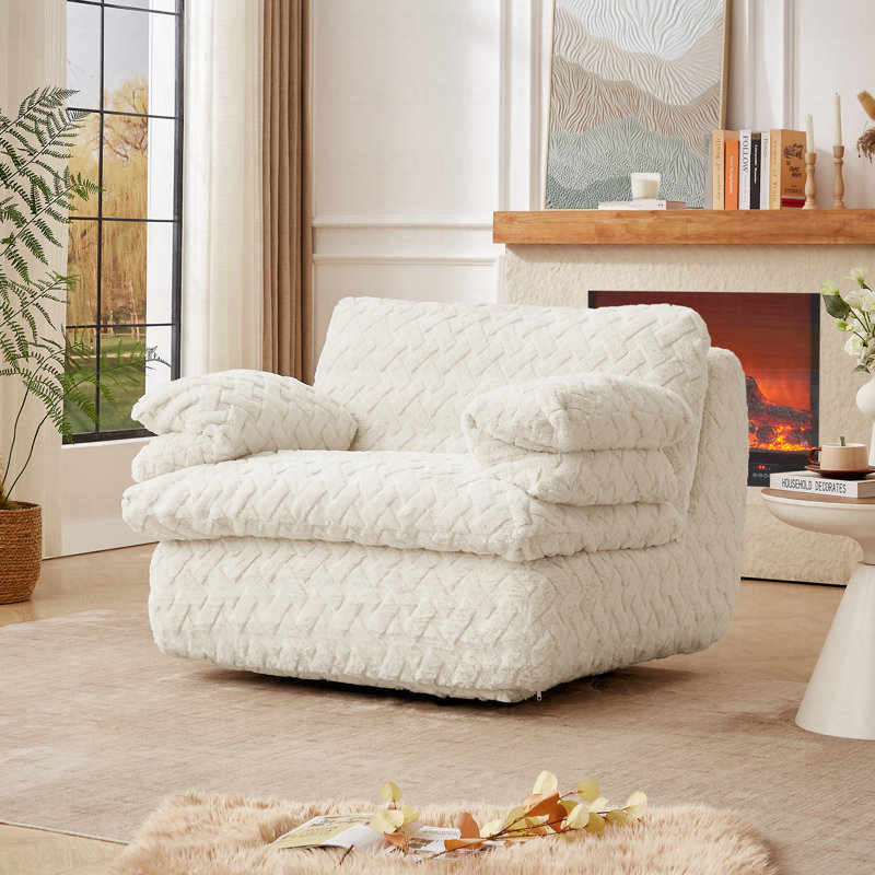 Fauteuil de canapé à compression complète avec pivot, Blanc