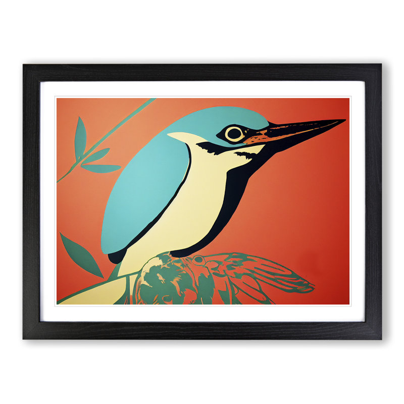 Spectacular Kingfisher Bird Abstract - Framed Print, Black, 46cm H x 64cm W x 2cm D