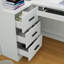 Bureau d'ordinateur en L avec tiroirs. Étagère de rangement et armoire-370259757