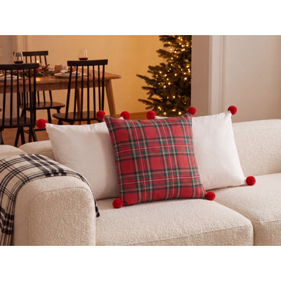 White and Green Square Throw Cushion