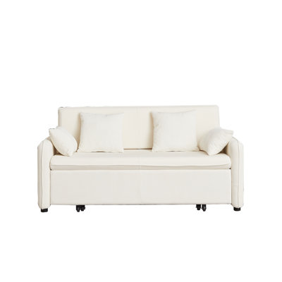 Lit gigogne convertible 3 en 1 beige avec velours côtelé doux, 4 coussins, rangement latéral, structure stable, capacité de poids de 600 lb, pour lit d'appoint réglable pour appartement et bureau, éponge à haute densité, Rv
