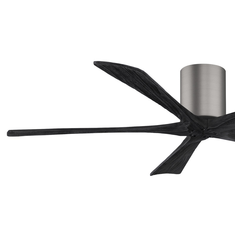 60" Irene 5-Blade Hugger Ceiling Fan with Wall Remote, Brushed Pewter, Matte Black, 60"