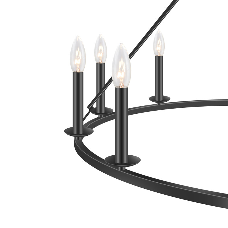 Jewelle 12 - Light Dimmable Wagon Wheel Chandelier, Black
